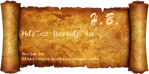 Hécz Borbála névjegykártya